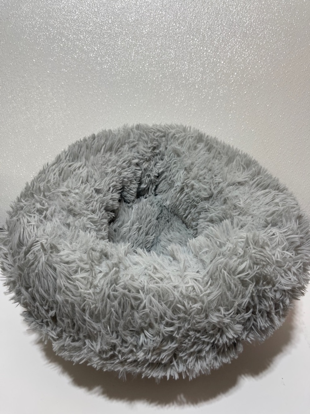 3/$30 Plush Donut Dog Bed - Light Gray Cozy Bed for Small Dogs/Cats up to 25 lb